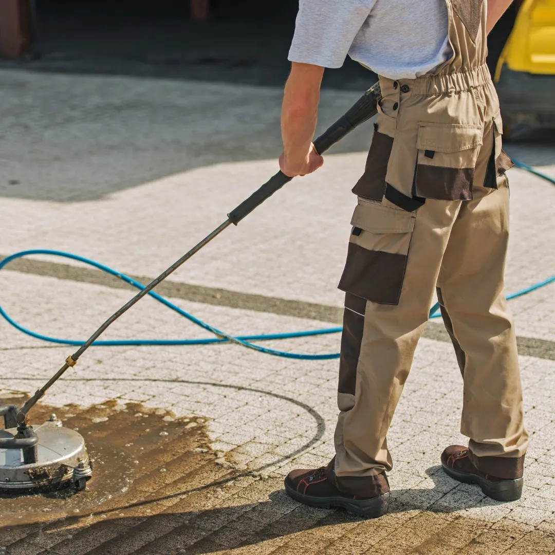 Surface cleaner attachment cleaning concrete